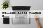 选号中心在哪里找车牌号码呢，汽车选号在哪里