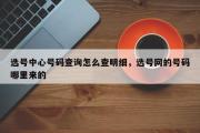 选号中心号码查询怎么查明细，选号网的号码哪里来的