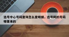 选号中心号码查询怎么查明细，选号网的号码哪里来的