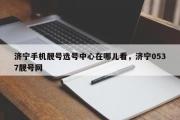 济宁手机靓号选号中心在哪儿看，济宁0537靓号网